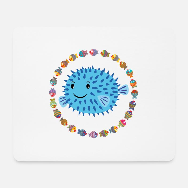Lustiger Kugelfisch - Mousepad (Querformat) - Weiß