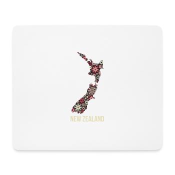 Neuseeland Karte Blumenmuster Souvenir Geschenk - Mousepad (Querformat) - Weiß - Vorne