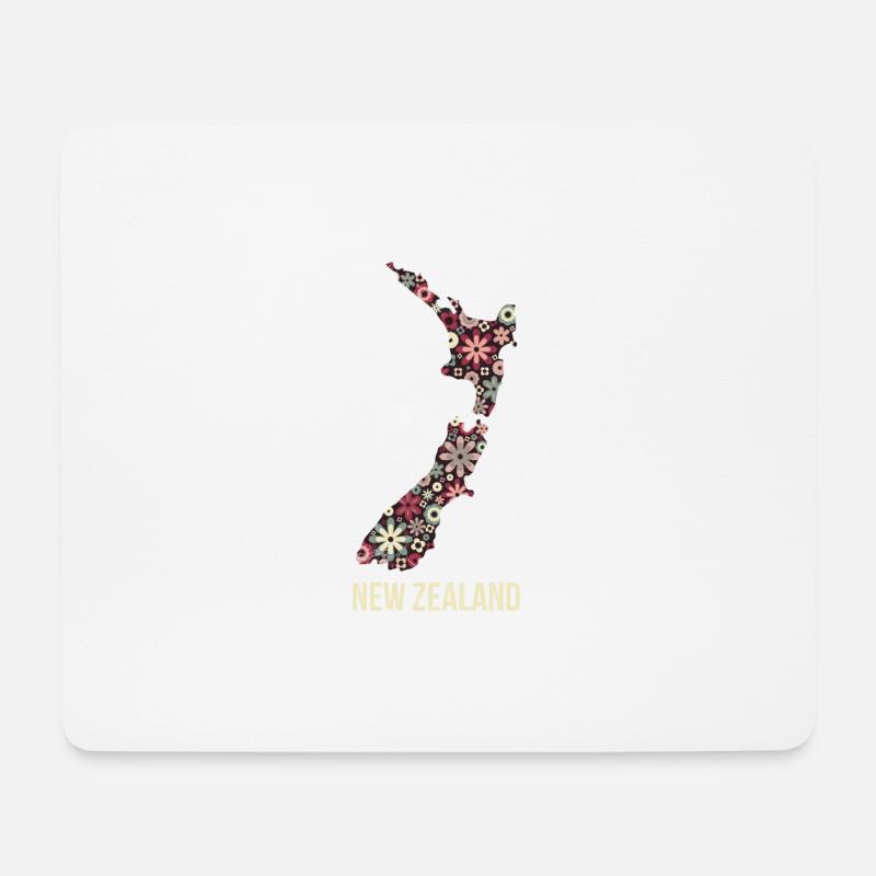 Neuseeland Karte Blumenmuster Souvenir Geschenk - Mousepad (Querformat) - Weiß