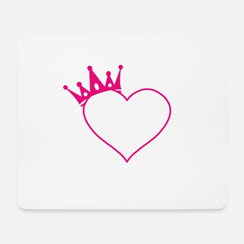 Herz mit Krone Pink - Mousepad (Querformat) - Weiß