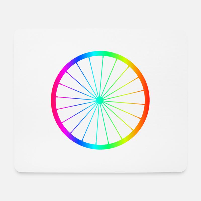 Fahrrad Regenbogen Felge - Mousepad (Querformat) - Weiß