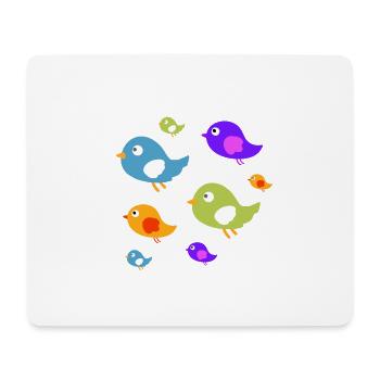 Süße Vögel Cartoon Kinder Bunt - Mousepad (Querformat) - Weiß - Vorne