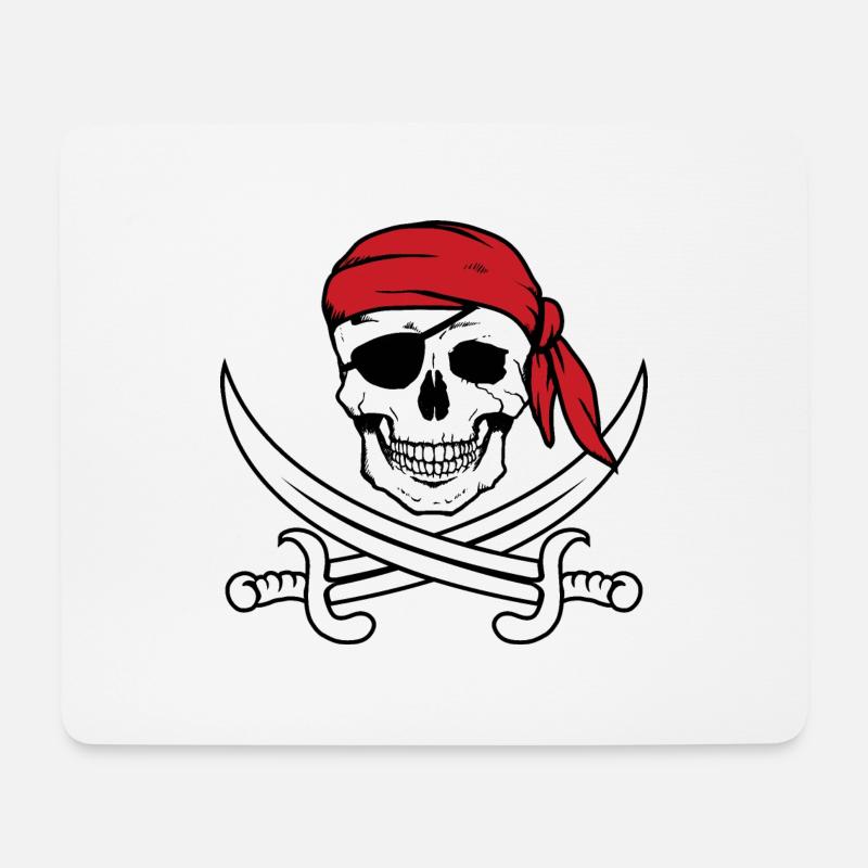 Pirat Piratenkopf Augenklappe - Mousepad (Querformat) - Weiß