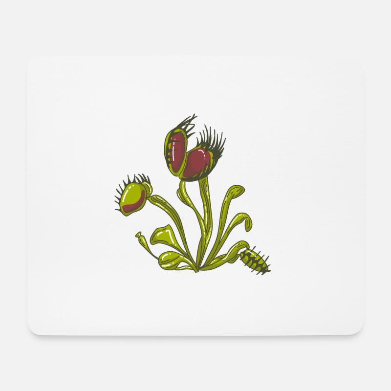 Fleischfressende Pflanze Venus Fliegenfalle - Mousepad (Querformat) - Weiß