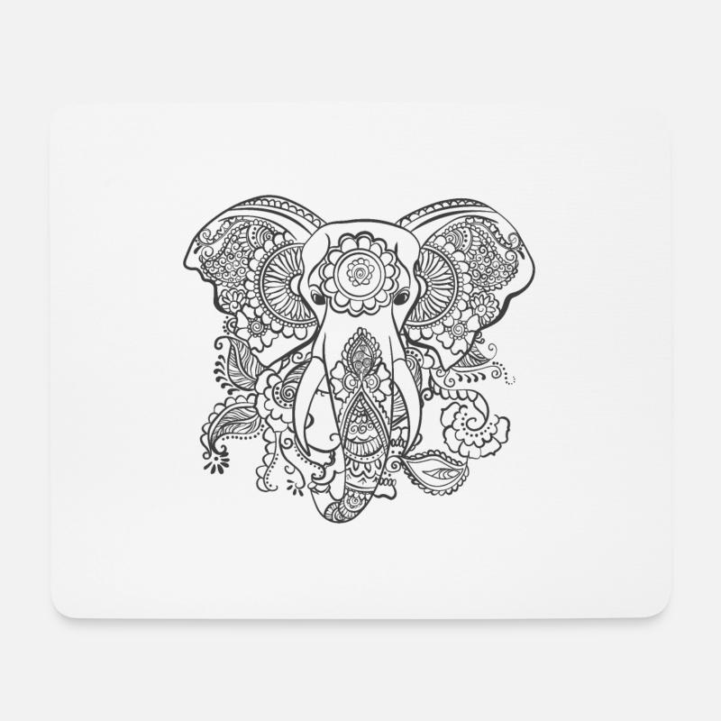 Mandala Elefant, schönes Mandala, Ganesha - Mousepad (Querformat) - Weiß