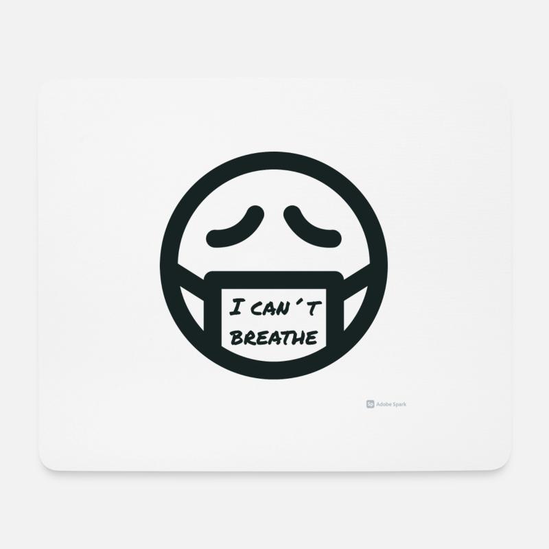 Corona Mask icon "I can´t breathe" - Mousepad (Querformat) - Weiß