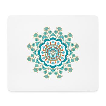 dekoratives, florales Mandala, rund in Trendfarben - Mousepad (Querformat) - Weiß - Vorne