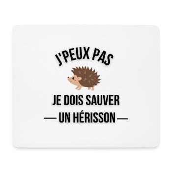 j peux pas je dois sauver un hérisson - Tapis de souris (format paysage) - blanc - Devant