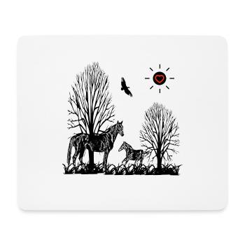 Chevaux - Tapis de souris (format paysage) - blanc - Devant
