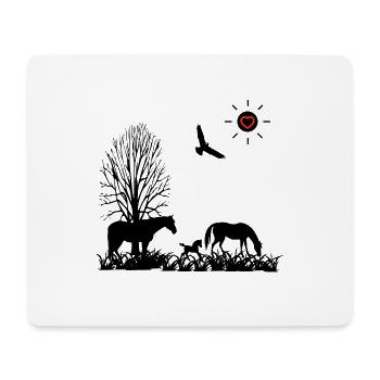 Chevaux - Tapis de souris (format paysage) - blanc - Devant