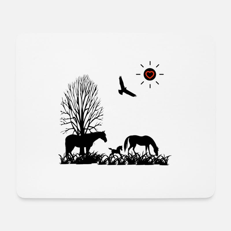 Pferde - Mousepad (Querformat) - Weiß