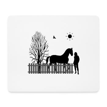Cheval - Tapis de souris (format paysage) - blanc - Devant