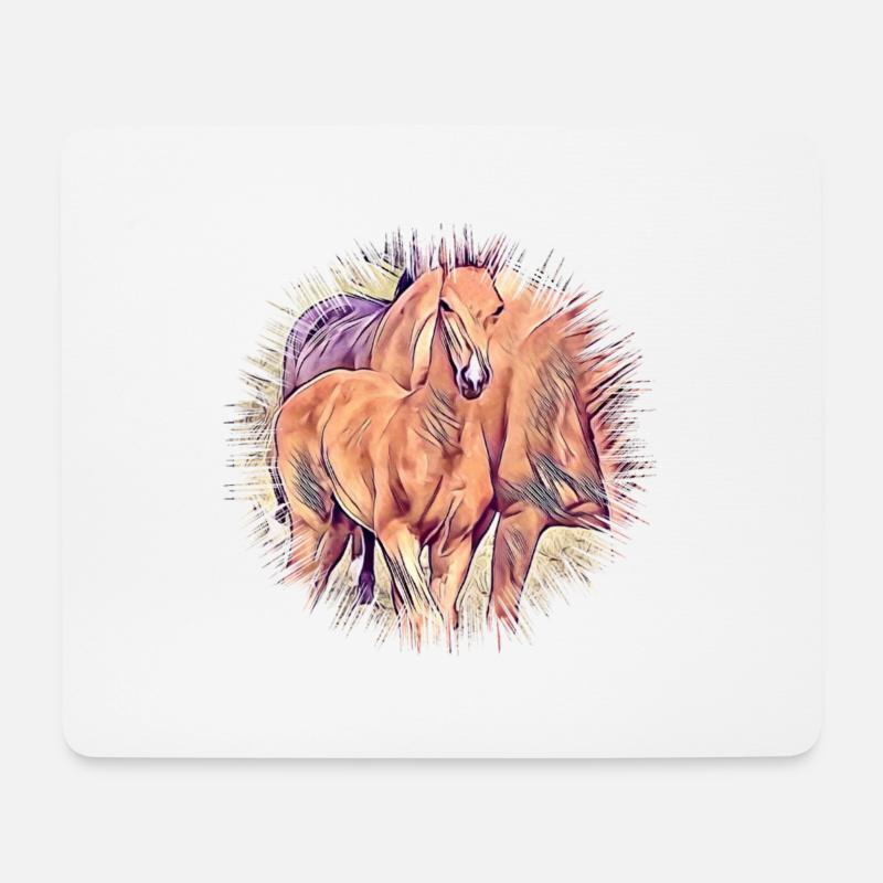 Cheval - Tapis de souris (format paysage) - blanc