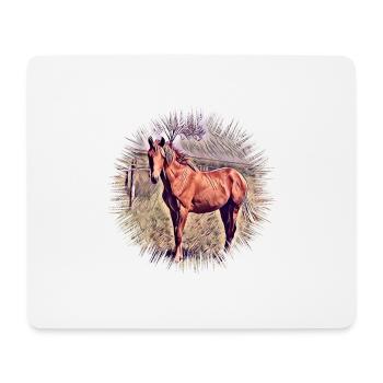 Cheval - Tapis de souris (format paysage) - blanc - Devant