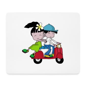 Scooter Couple – Journey with Moped - Mouse Pad (horizontal) - white - Front