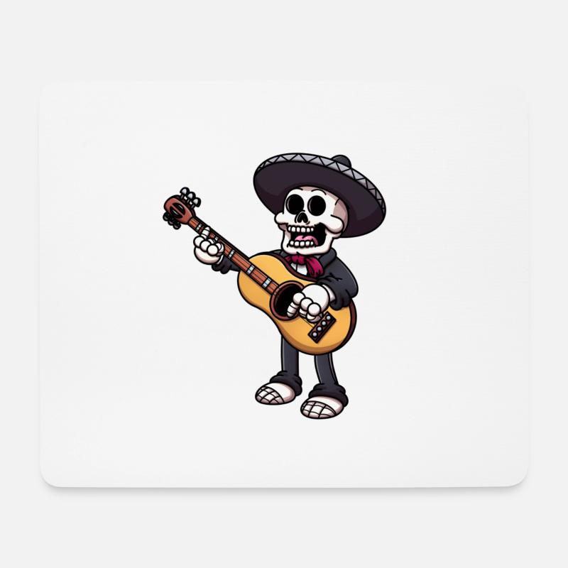 Mariachi Skeleton spielt Gitarre - Mousepad (Querformat) - Weiß
