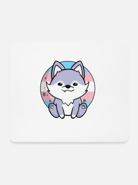 Süßer Wolf Hund Trans Flagge Fahne LGBTQ Mond - Mousepad (Querformat) - Weiß