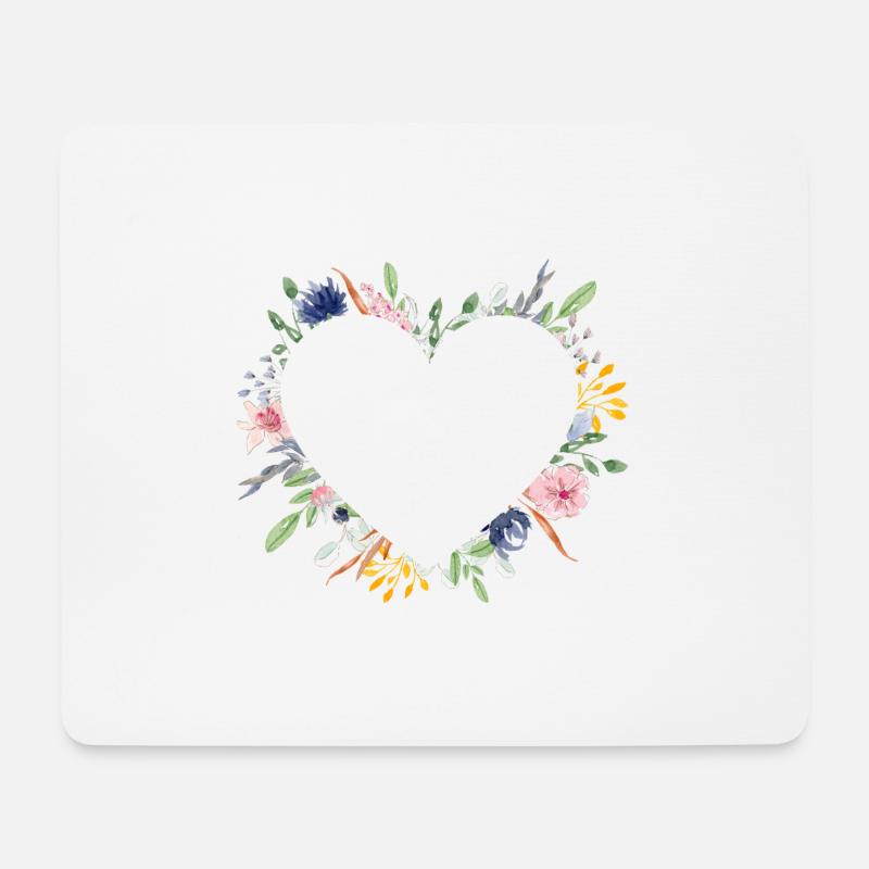 Herz Blumen personalisierbar - Mousepad (Querformat) - Weiß