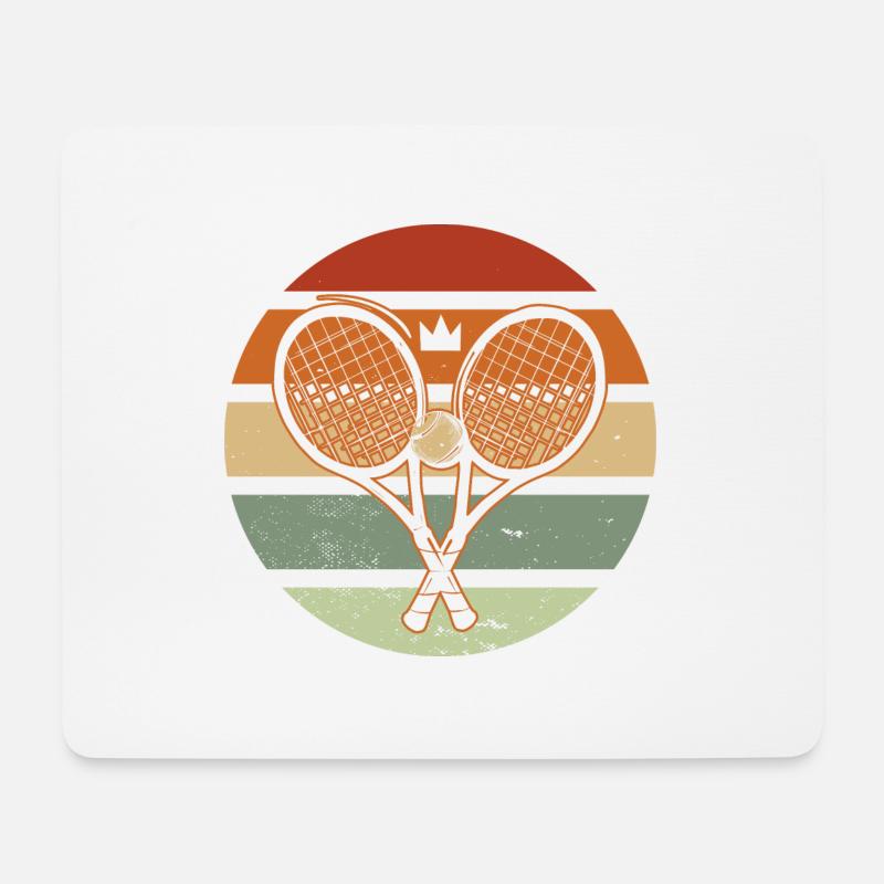 Retro Sunset TennisSchläger & Ball - Mousepad (Querformat) - Weiß
