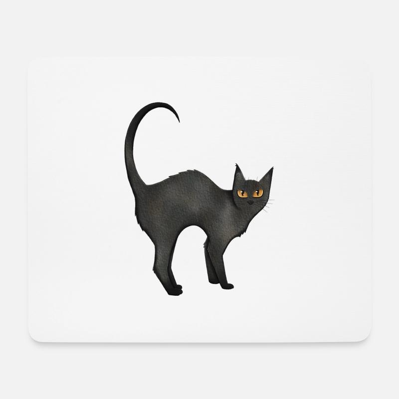 Katze Schwarz - Mousepad (Querformat) - Weiß