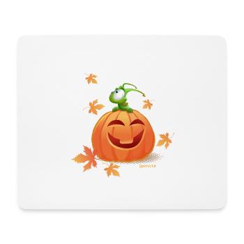 Sauterelle sur la citrouille et les feuilles d’automne - Tapis de souris (format paysage) - blanc - Devant