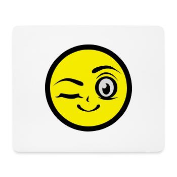 fille clin oeil sourire smiley - Tapis de souris (format paysage) - blanc - Devant
