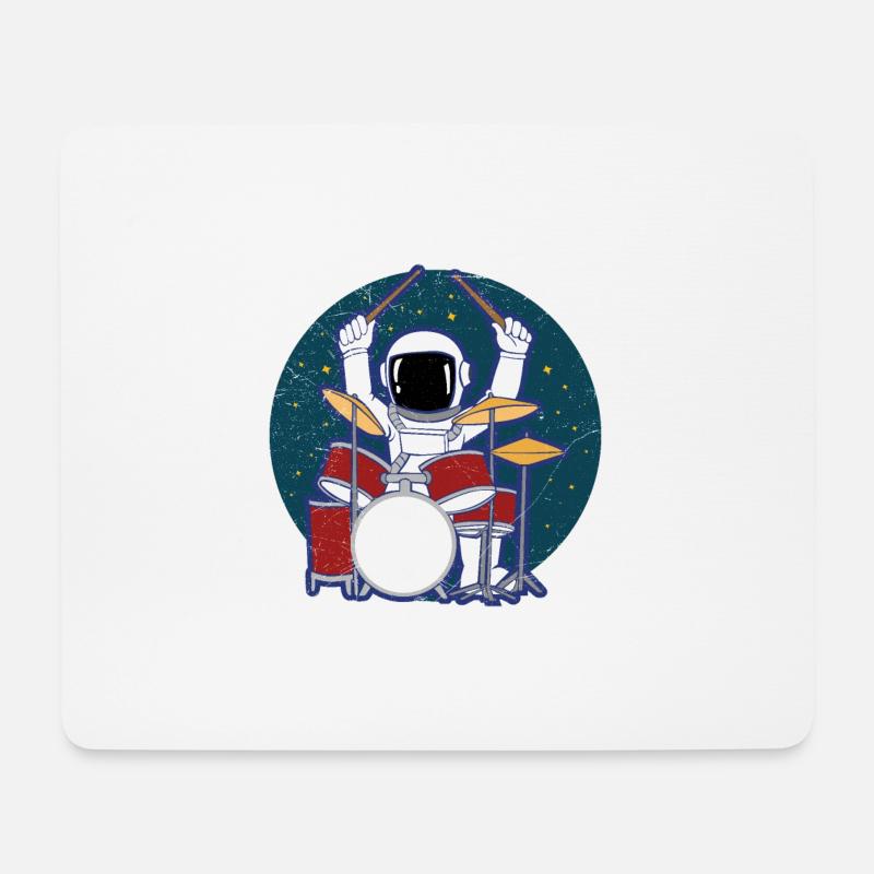 Astronaut Drummer Space Lover Geschenkidee - Mousepad (Querformat) - Weiß