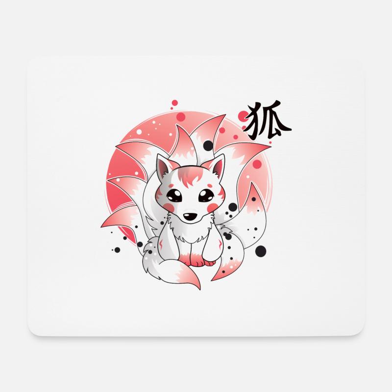 Ninetails, Fuchs, Kitsune - Mousepad (Querformat) - Weiß