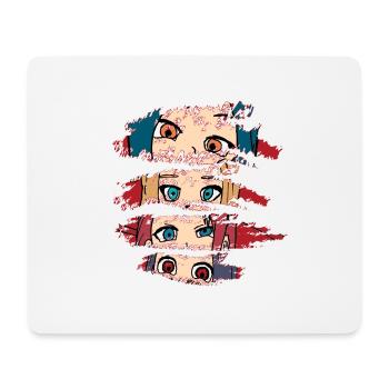 Anime Girl Eyes - Japan Art Waifu Motif - Tapis de souris (format paysage) - blanc - Devant
