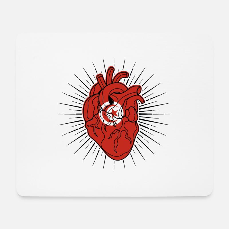 Herzflagge Tunesiens - Mousepad (Querformat) - Weiß