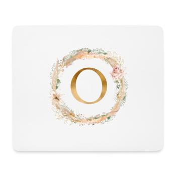 Personalisierbar Monogramm Watercolour Floral O - Mousepad (Querformat) - Weiß - Vorne