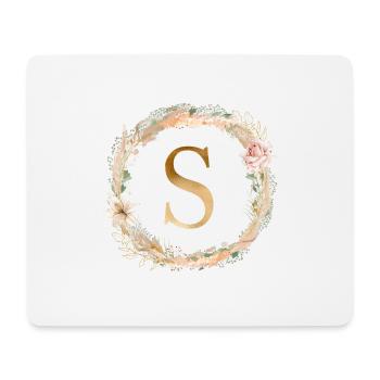 Personalisierbar Monogramm Watercolour Floral S - Mousepad (Querformat) - Weiß - Vorne