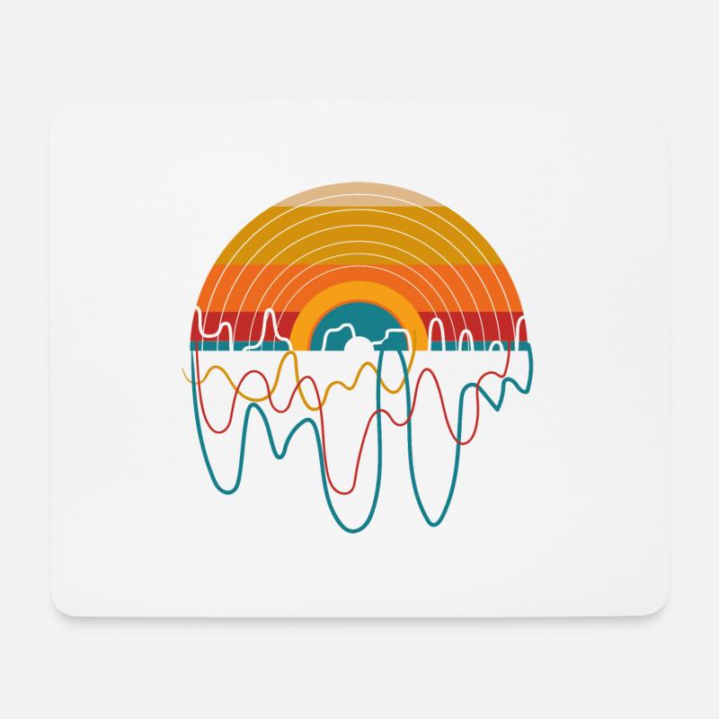 Retro LP Vinyl Player I Sunset Vinyl Records - Mousepad (Querformat) - Weiß