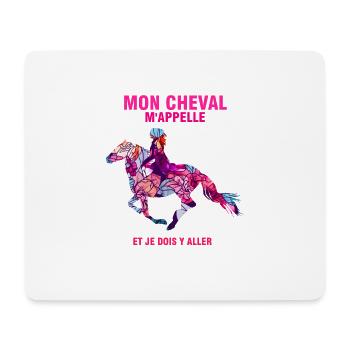 Cheval Femme Fille Equitation Mon Cheval m'appelle - Tapis de souris (format paysage) - blanc - Devant