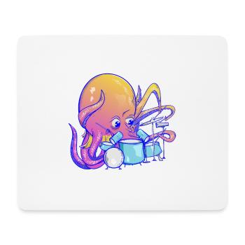 Octopus plays drums - Mouse Pad (horizontal) - white - Front