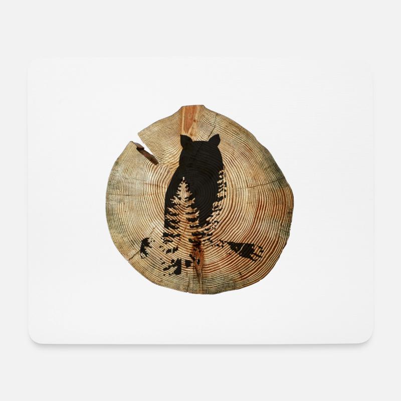 Baumscheibe Eule - Mousepad (Querformat) - Weiß