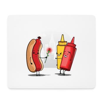 Hot Dog love Ketchup - Tapis de souris (format paysage) - blanc - Devant