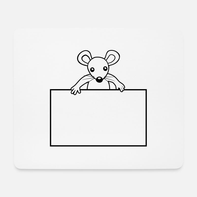Schild mit Maus - Mousepad (Querformat) - Weiß