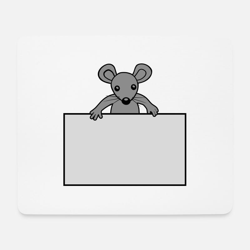 Maus mit Schild - Mousepad (Querformat) - Weiß