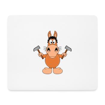 PFERD - HAMMER - HANDWERKER - TIER - TIERISCH - Mousepad (Querformat) - Weiß - Vorne