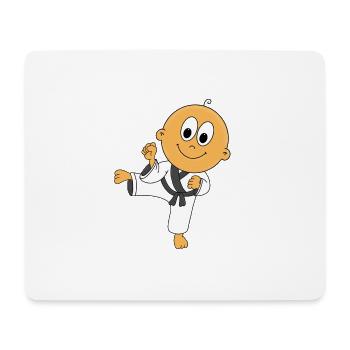BÉBÉ - ENFANT - KARATÉ - JUDO - AUTODÉFENSE - Tapis de souris (format paysage) - blanc - Devant