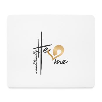 Christliches Design Er liebt mich bedingungslos - Mousepad (Querformat) - Weiß - Vorne