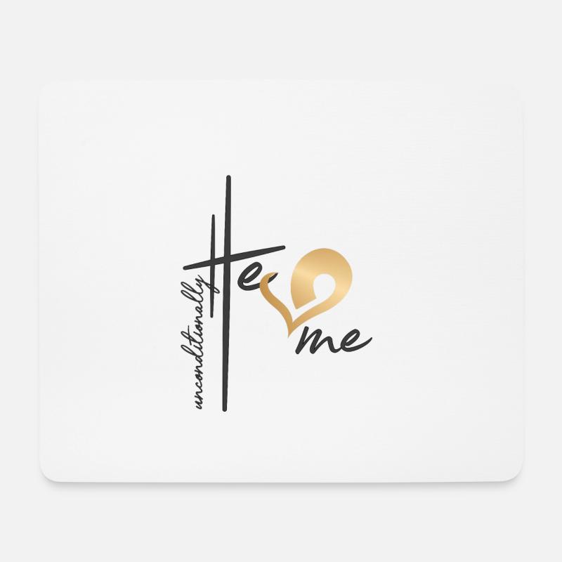 Christliches Design Er liebt mich bedingungslos - Mousepad (Querformat) - Weiß