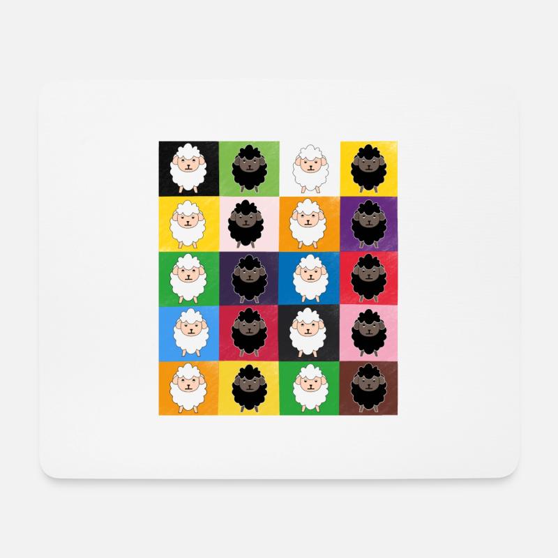 Patchwork-Schafe - Mousepad (Querformat) - Weiß