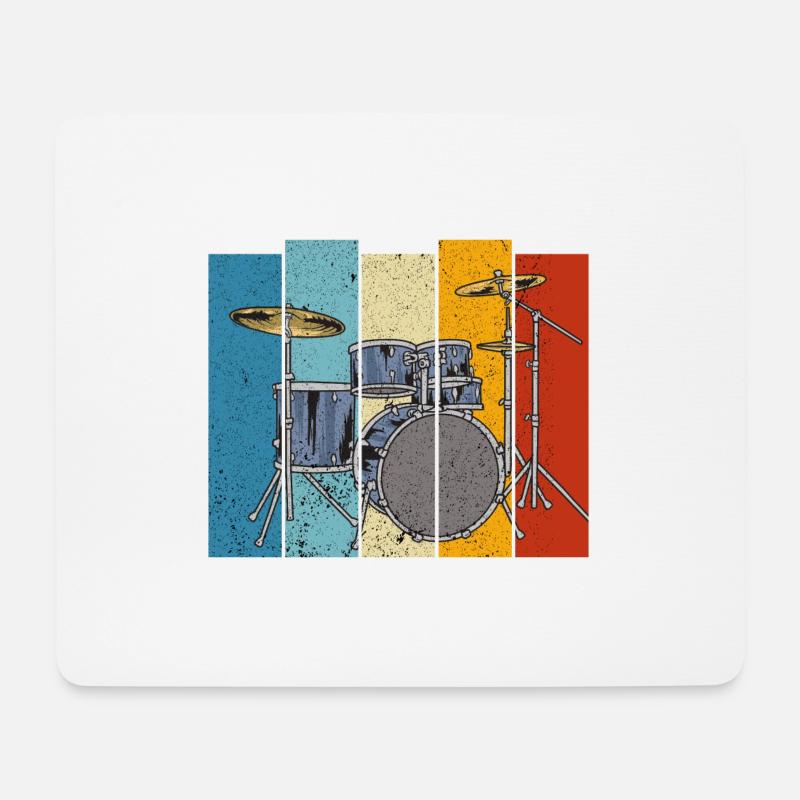 Schlagzeug Lustiges Geschenk Retro Schlagzeug Schlagzeug - Mousepad (Querformat) - Weiß