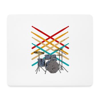 Retro Drumsticks Musik Schlagzeug - Mousepad (Querformat) - Weiß - Vorne