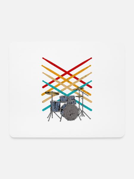 Retro Drum Sticks Music Drums fuuny gift Drummer - Mouse Pad (horizontal) - white