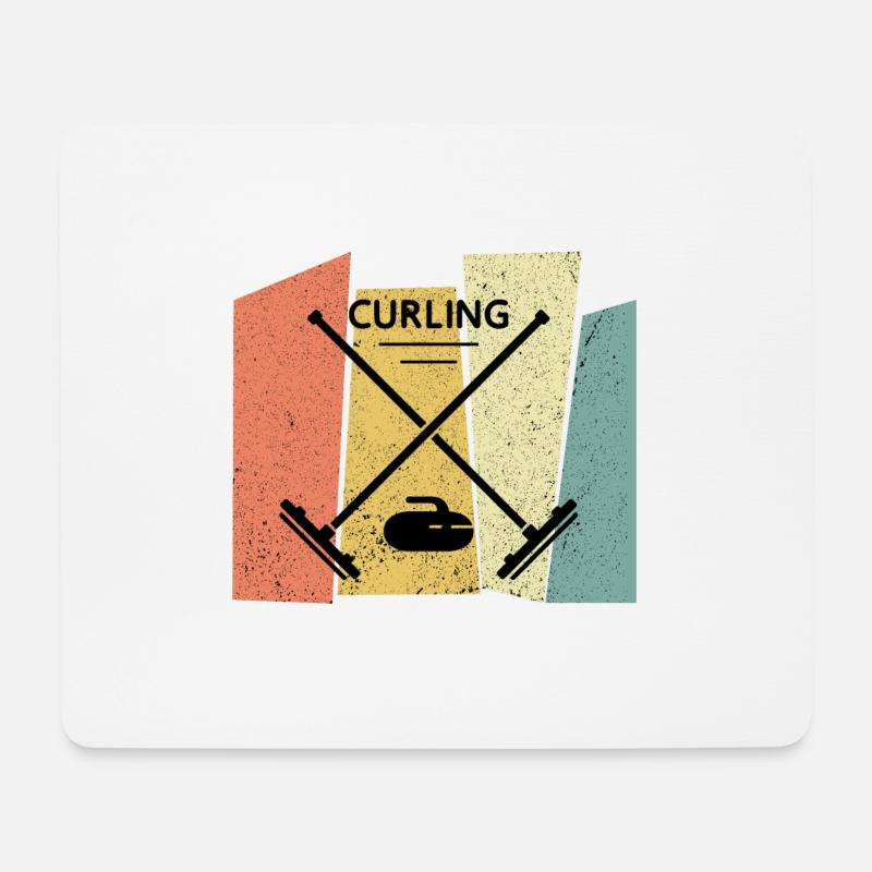Retro Curling Vintage Curling Geschenk zum Curling - Mousepad (Querformat) - Weiß