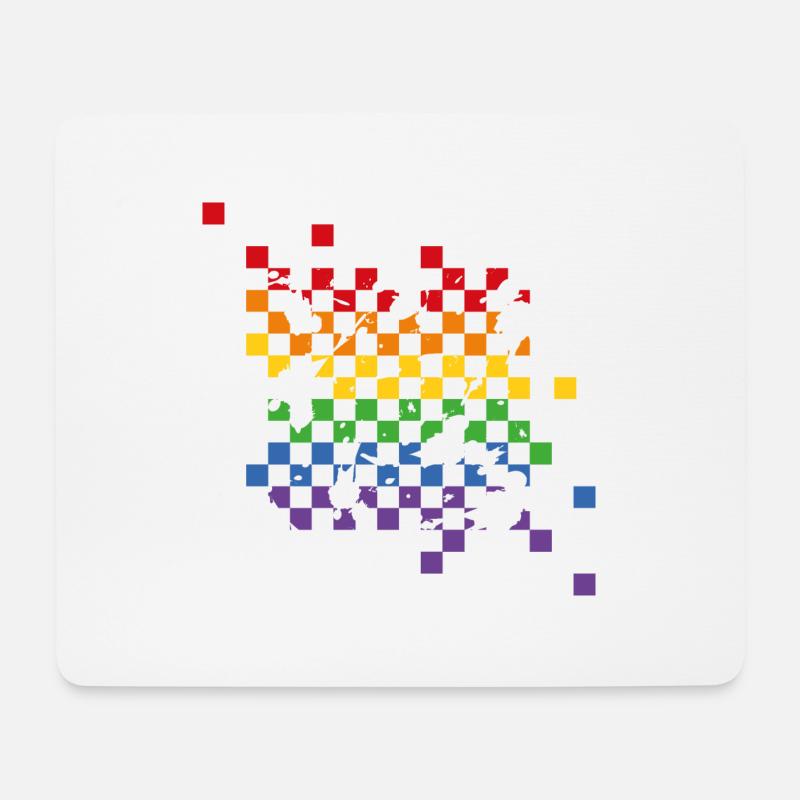 Rainbow SchachbrettMuster - LGBT Fliesen - Mousepad (Querformat) - Weiß