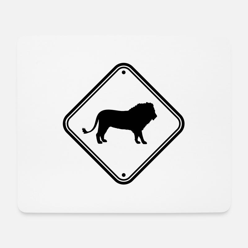Schild Vorsicht Löwe - Mousepad (Querformat) - Weiß